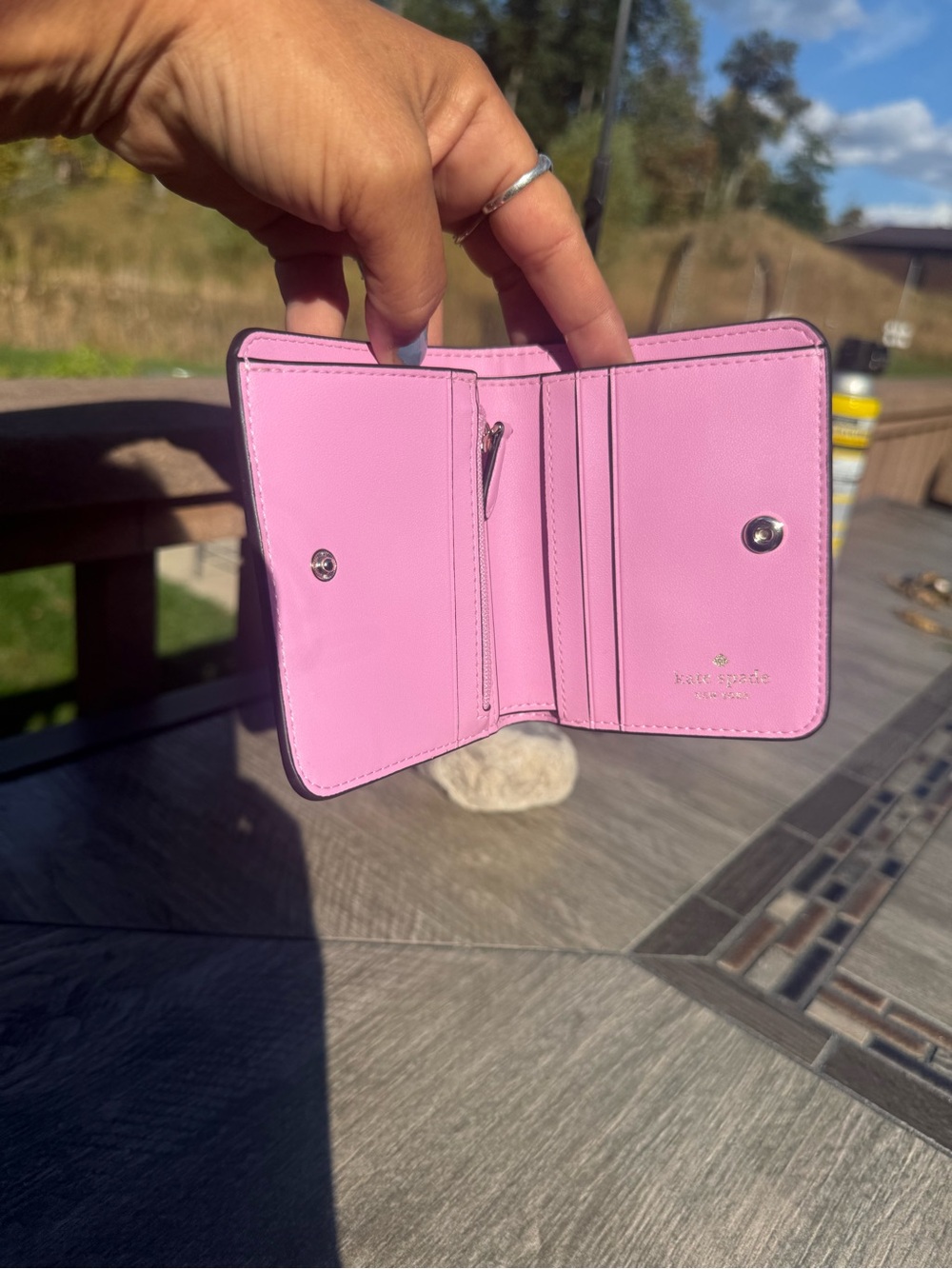NWOT kate spade Pink Pebbled Leather Compact Wallet - Picture 7 of 9